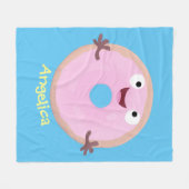 Cute happy roze glaasje donut cartoon fleece deken (Voorkant (Horizontaal))