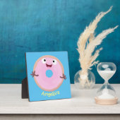 Cute happy roze glaasje donut cartoon fotoplaat (Insitu)
