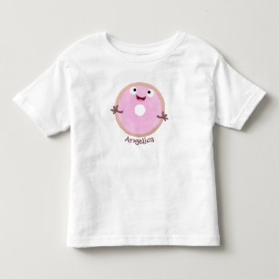 Cute happy roze glaasje donut cartoon kinder shirts