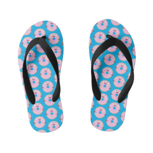 Cute happy roze glaasje donut cartoon kinder teenslippers