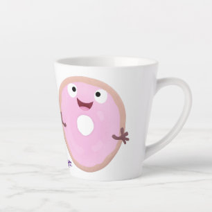 Cute happy roze glaasje donut cartoon latte mok