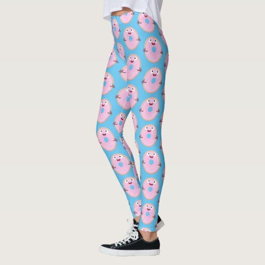 Cute happy roze glaasje donut cartoon leggings (Links)