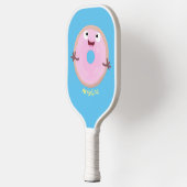 Cute happy roze glaasje donut cartoon pickleball paddle (Links)