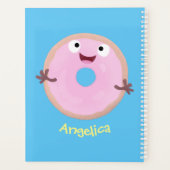 Cute happy roze glaasje donut cartoon planner (Achterkant)