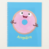 Cute happy roze glaasje donut cartoon planner (Voorkant)