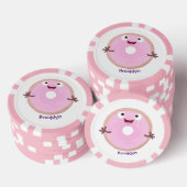 Cute happy roze glaasje donut cartoon poker chips (Opstapeling)