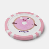 Cute happy roze glaasje donut cartoon poker chips (Enkel)