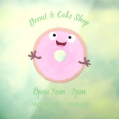 Cute happy roze glaasje donut cartoon raamsticker (Vel 3)