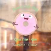 Cute happy roze glaasje donut cartoon raamsticker (Vel 2)