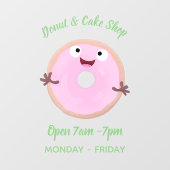 Cute happy roze glaasje donut cartoon raamsticker (Vel)
