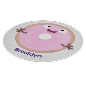 Cute happy roze glaasje donut cartoon snijplank (Hoek)
