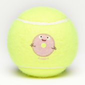 Cute happy roze glaasje donut cartoon tennisballen (Achterkant)