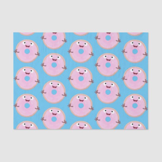 Cute happy roze glaasje donut cartoon tissuepapier (Voorkant)