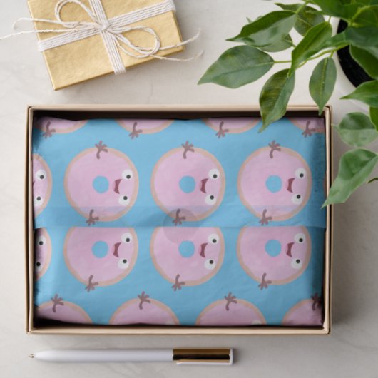 Cute happy roze glaasje donut cartoon tissuepapier (Geschenk)
