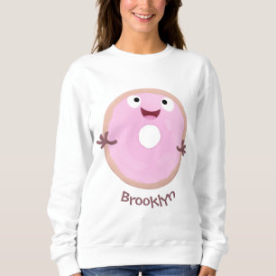 Cute happy roze glaasje donut cartoon trui