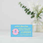 Cute happy roze glaasje donut cartoon visitekaartje (Staand voorkant)