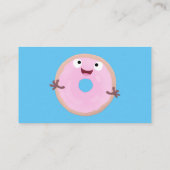 Cute happy roze glaasje donut cartoon visitekaartje (Achterkant)