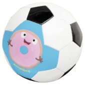 Cute happy roze glaasje donut cartoon voetbal (Drie kwart)