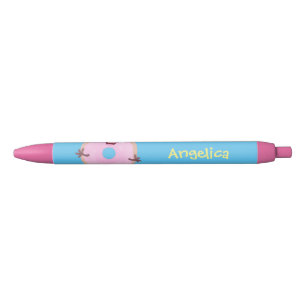 Cute happy roze glaasje donut cartoon zwarte inkt pen