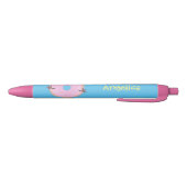 Cute happy roze glaasje donut cartoon zwarte inkt pen (Bodem)
