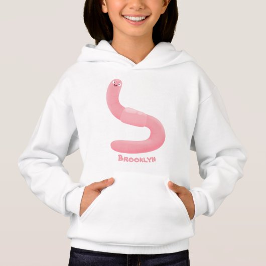 Cute happy roze regenworm cartoon (Voorkant)