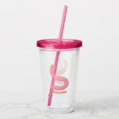 Cute happy roze regenworm cartoon acryl drinkbeker (Achterkant)