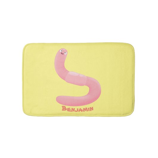 Cute happy roze regenworm cartoon badmat (Voorkant)