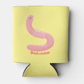 Cute happy roze regenworm cartoon blikjeskoeler (Voorkant)