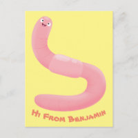 Cute happy roze regenworm cartoon