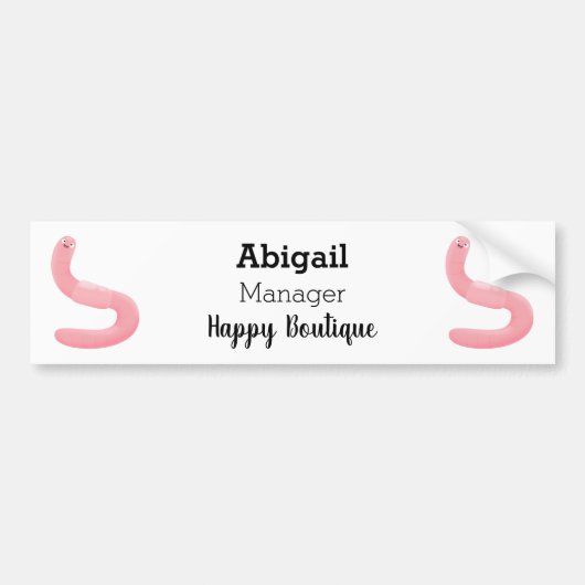 Cute happy roze regenworm cartoon bumpersticker (Voorkant)