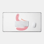 Cute happy roze regenworm cartoon bureaumat (Keyboard & Muis)
