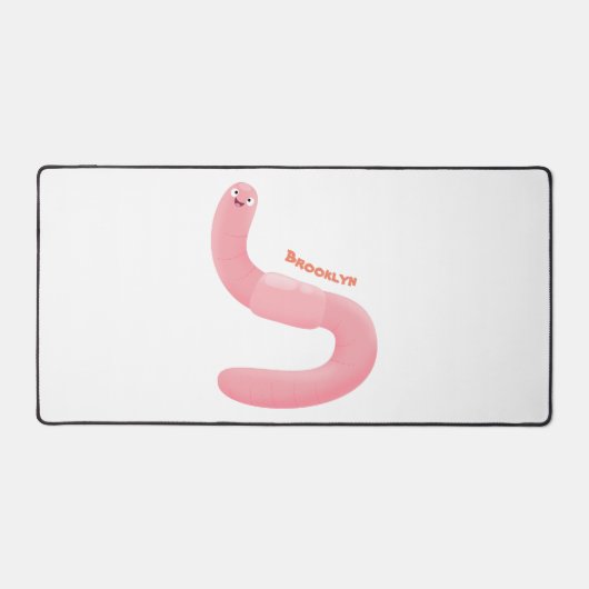 Cute happy roze regenworm cartoon bureaumat (Voorkant)