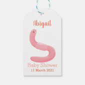 Cute happy roze regenworm cartoon cadeaulabel (Achterkant)