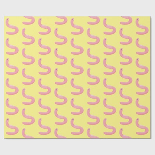 Cute happy roze regenworm cartoon cadeaupapier (Vlak)