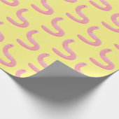 Cute happy roze regenworm cartoon cadeaupapier (Hoek)