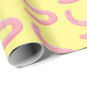 Cute happy roze regenworm cartoon cadeaupapier (Rol Hoek)
