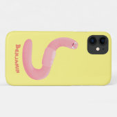 Cute happy roze regenworm cartoon Case-Mate iPhone case (Achterkant (horizontaal))