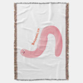 Cute happy roze regenworm cartoon deken (Voorkant Verticaal)