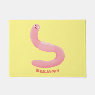 Cute happy roze regenworm cartoon deurmat