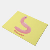 Cute happy roze regenworm cartoon deurmat (Schuin)