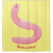 Cute happy roze regenworm cartoon douchegordijn (Voorkant)