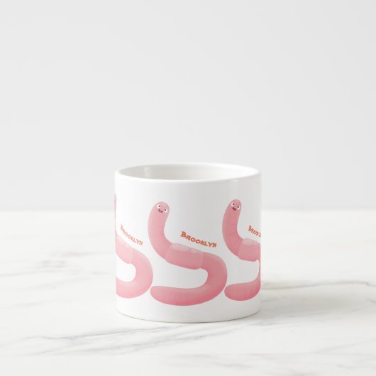 Cute happy roze regenworm cartoon espresso kop (Voorkant)