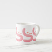 Cute happy roze regenworm cartoon espresso kop (Voorkant rechts)