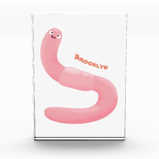 Cute happy roze regenworm cartoon fotoblokken (Voorkant)