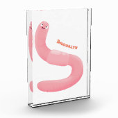 Cute happy roze regenworm cartoon fotoblokken (Links)