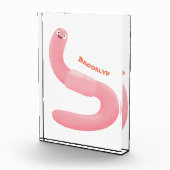 Cute happy roze regenworm cartoon fotoblokken (Rechts)
