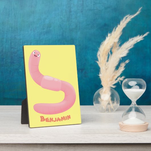 Cute happy roze regenworm cartoon fotoplaat (Zijkant)