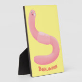 Cute happy roze regenworm cartoon fotoplaat (Zijkant)