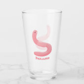 Cute happy roze regenworm cartoon glas (Voorkant)