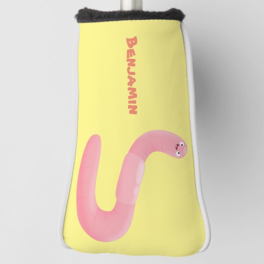 Cute happy roze regenworm cartoon golfheadcover (Draai 90)